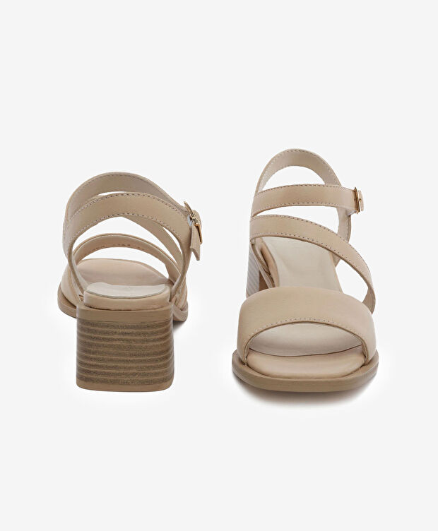 Kadın Turuncu Hakiki Deri Topuklu Sandalet - 6