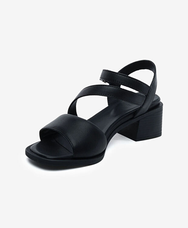 Kadın Siyah Hakiki Deri Topuklu Sandalet - 3