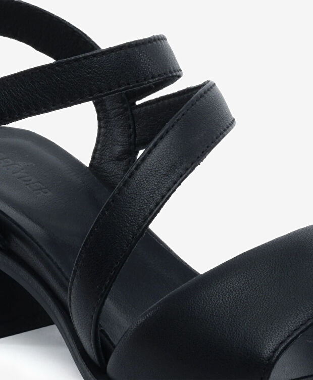 Kadın Siyah Hakiki Deri Topuklu Sandalet - 5