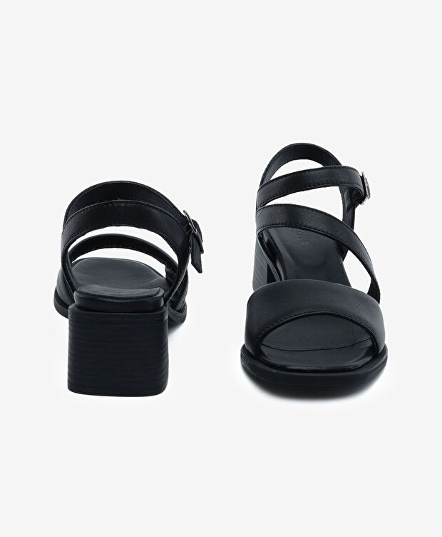 Kadın Siyah Hakiki Deri Topuklu Sandalet - 7