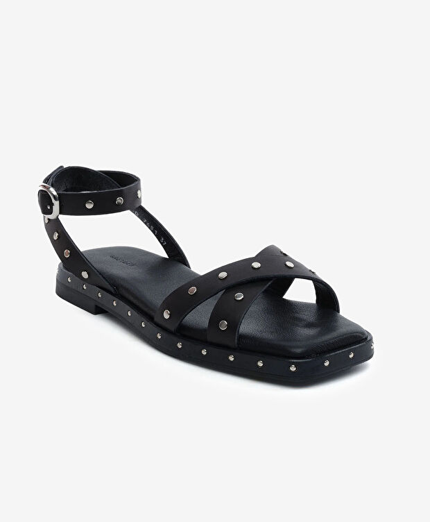 Kadın Siyah Hakiki Deri Sandalet - 2