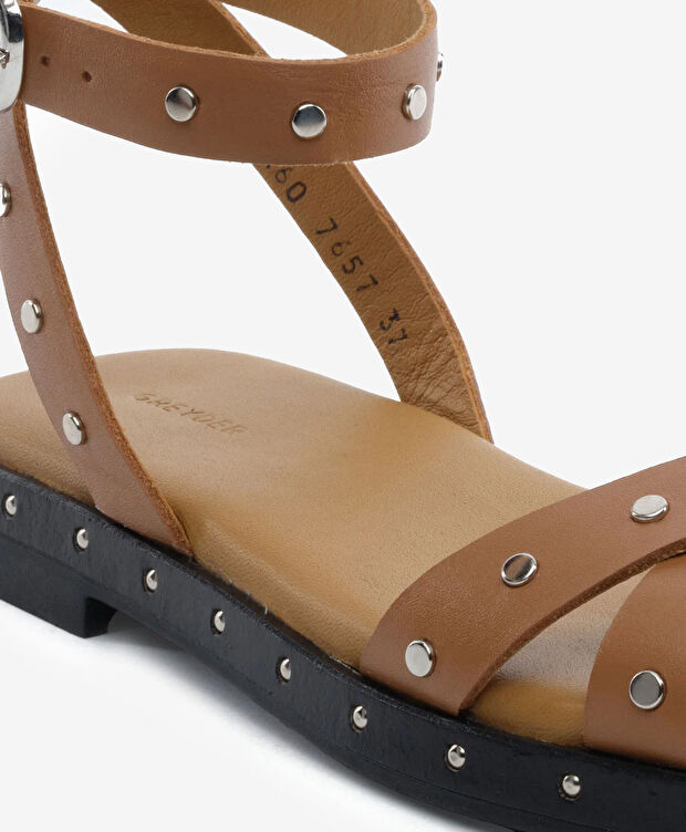 Kadın Taba Hakiki Deri Sandalet - 5