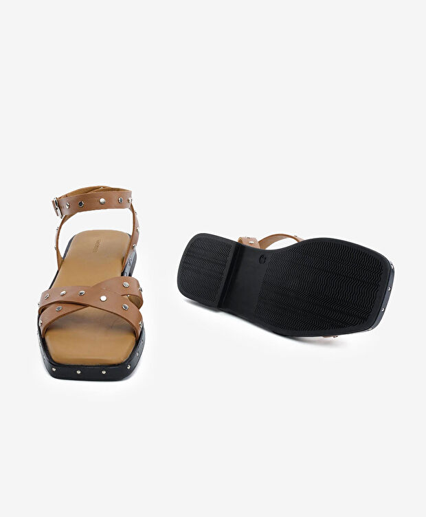Kadın Taba Hakiki Deri Sandalet - 6