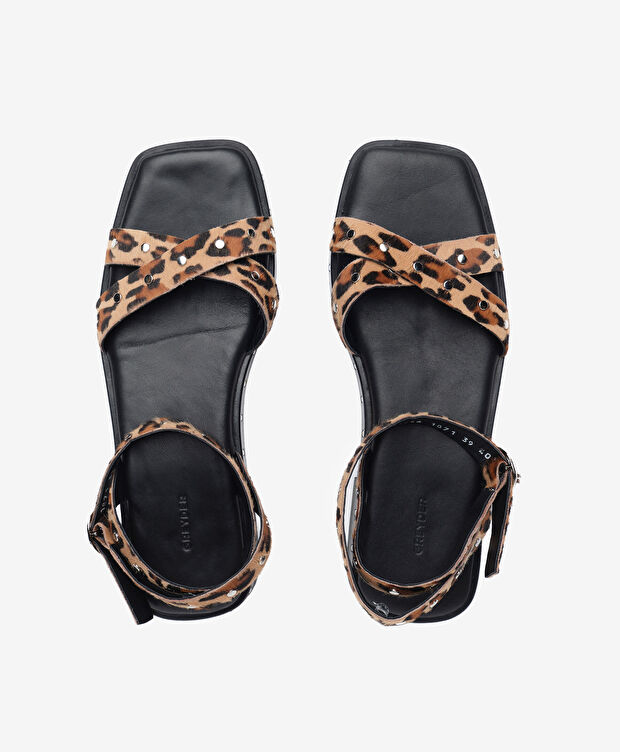 Kadın Leopar Hakiki Deri Sandalet - 5
