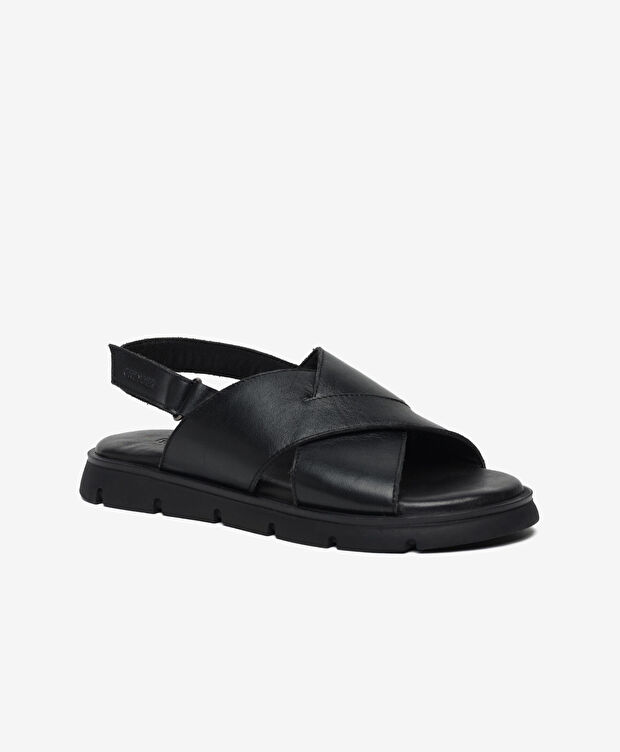 Kadın Siyah Hakiki Deri Sandalet - 2