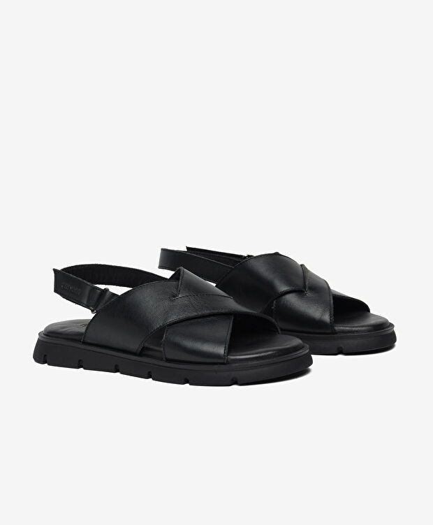 Kadın Siyah Hakiki Deri Sandalet - 3