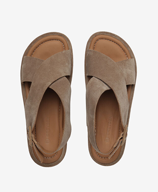 Kadın Tütün Hakiki Deri Comfort Sandalet - 5