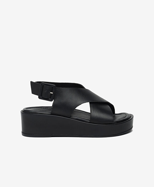 Kadın Siyah Hakiki Deri Comfort Sandalet - 1