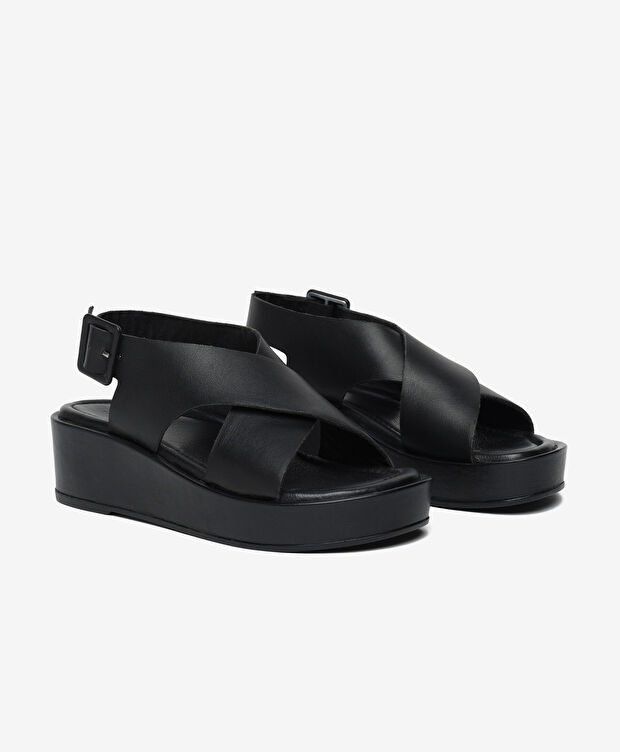 Kadın Siyah Hakiki Deri Comfort Sandalet - 3