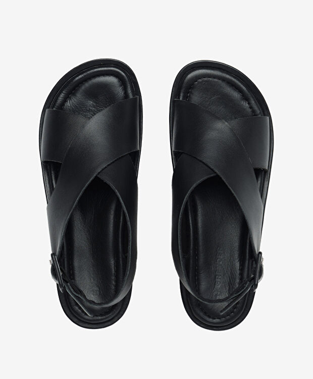 Kadın Siyah Hakiki Deri Comfort Sandalet - 5