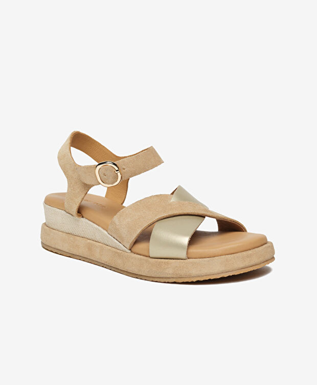 Kadın Bej Hakiki Deri Comfort Sandalet - 2