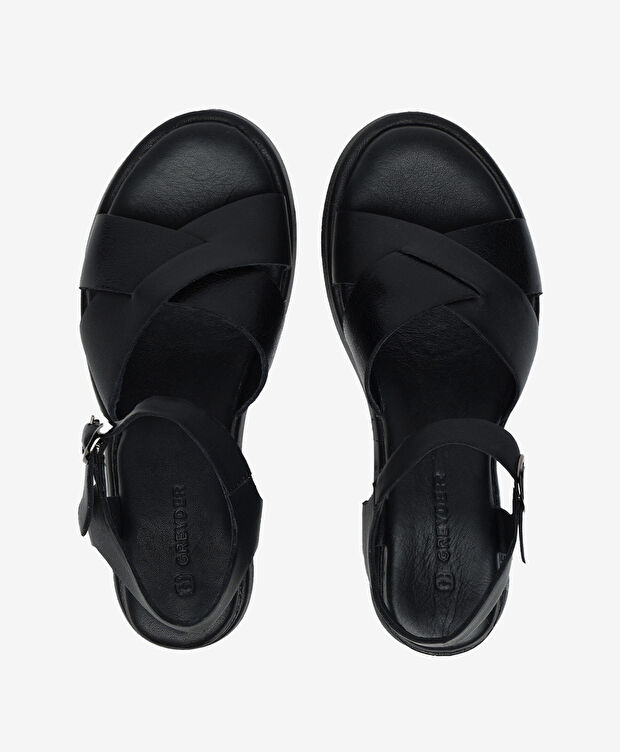 Kadın Siyah Hakiki Deri Comfort Sandalet - 5
