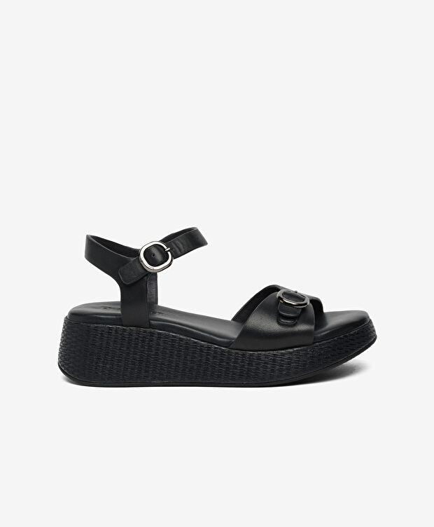 Kadın Siyah Hakiki Deri Comfort Sandalet - 1