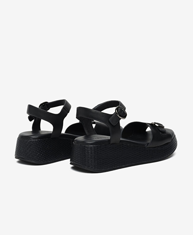 Kadın Siyah Hakiki Deri Comfort Sandalet - 4