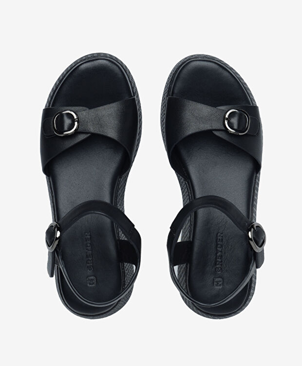 Kadın Siyah Hakiki Deri Comfort Sandalet - 5