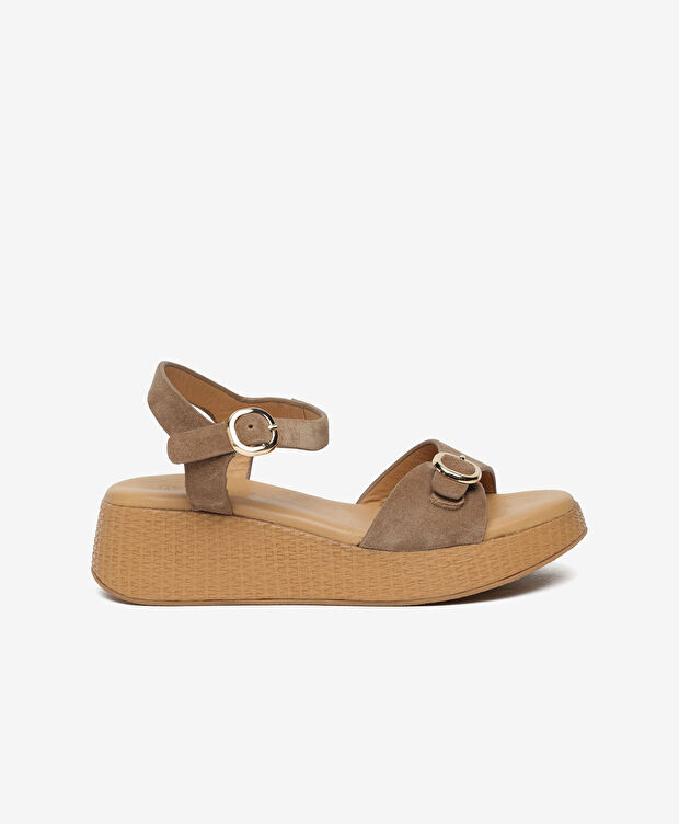 Kadın Tütün Hakiki Deri Comfort Sandalet - 1