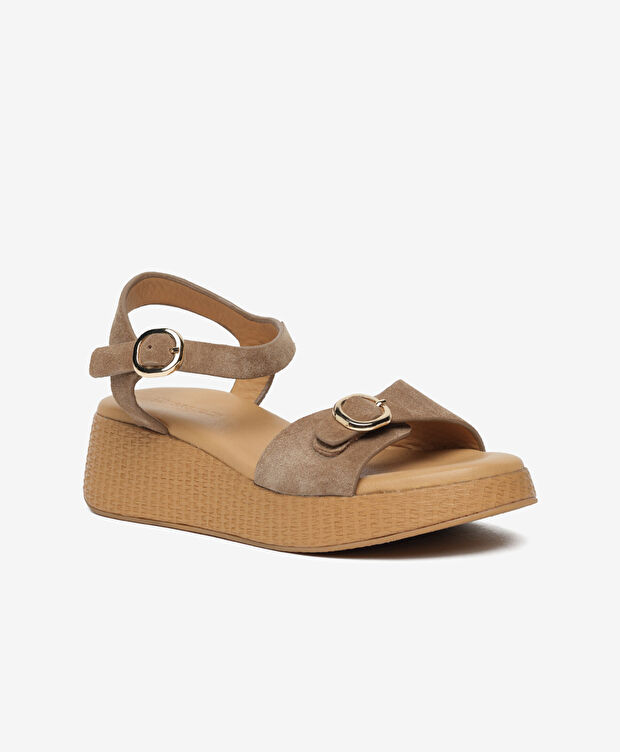 Kadın Tütün Hakiki Deri Comfort Sandalet - 2