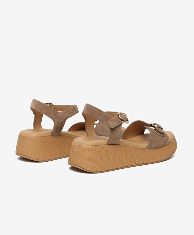 Kadın Tütün Hakiki Deri Comfort Sandalet - 4