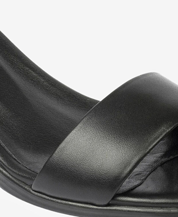 Kadın Siyah Hakiki Deri Topuklu Sandalet - 5