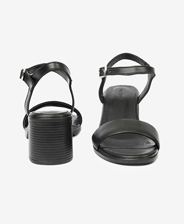 Kadın Siyah Hakiki Deri Topuklu Sandalet - 7