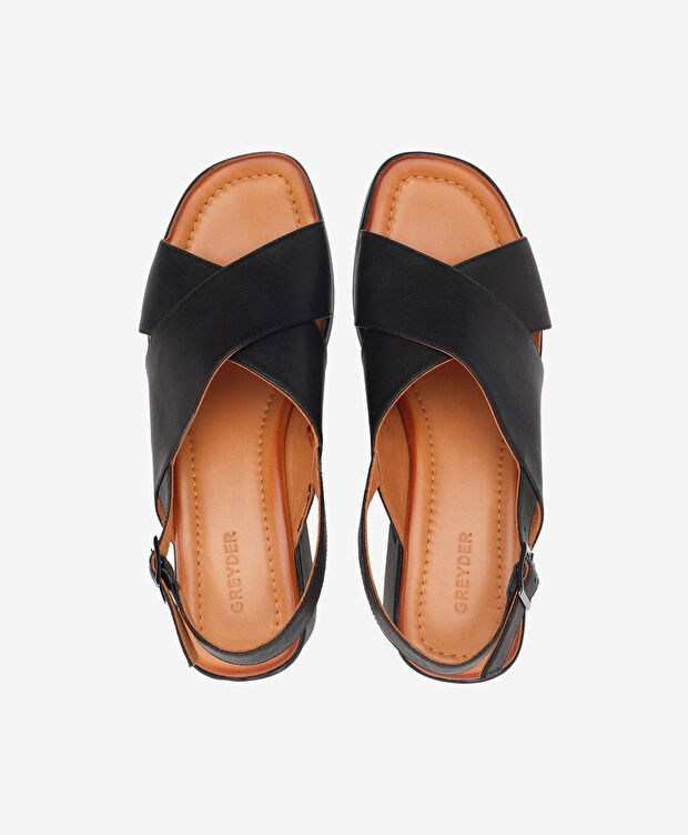 Kadın Siyah Hakiki Deri Topuklu Sandalet - 5