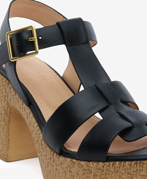 Kadın Siyah Hakiki Deri Topuklu Sandalet - 5