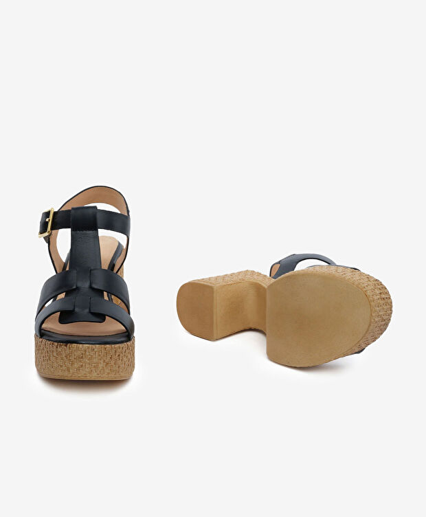 Kadın Siyah Hakiki Deri Topuklu Sandalet - 6