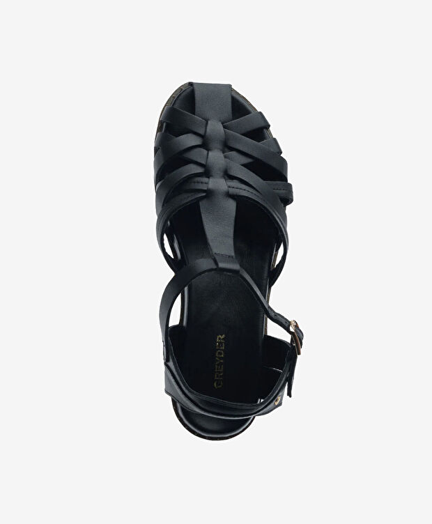 Kadın Siyah Hakiki Deri Sandalet - 4