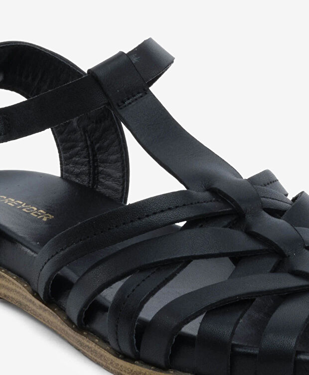 Kadın Siyah Hakiki Deri Sandalet - 5