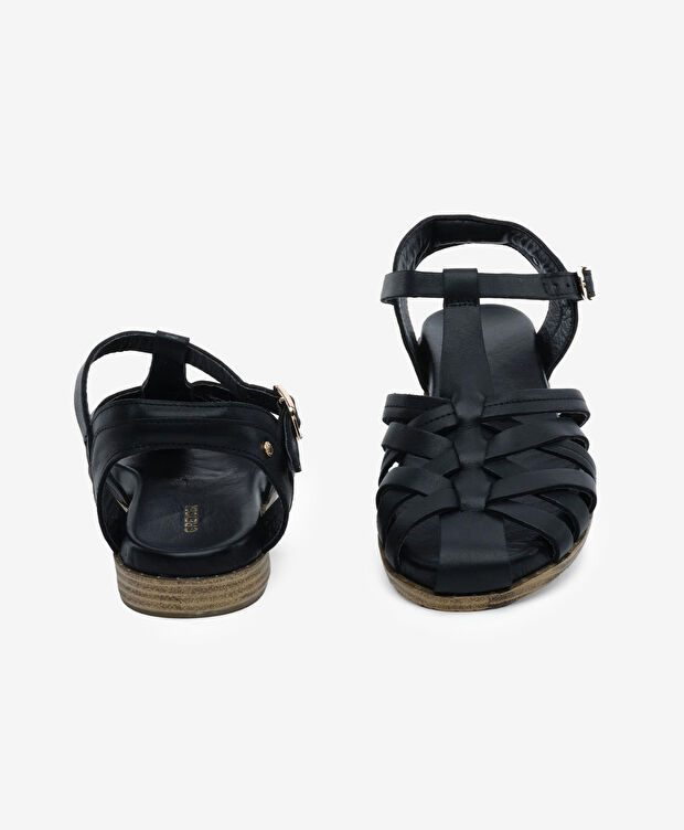Kadın Siyah Hakiki Deri Sandalet - 7