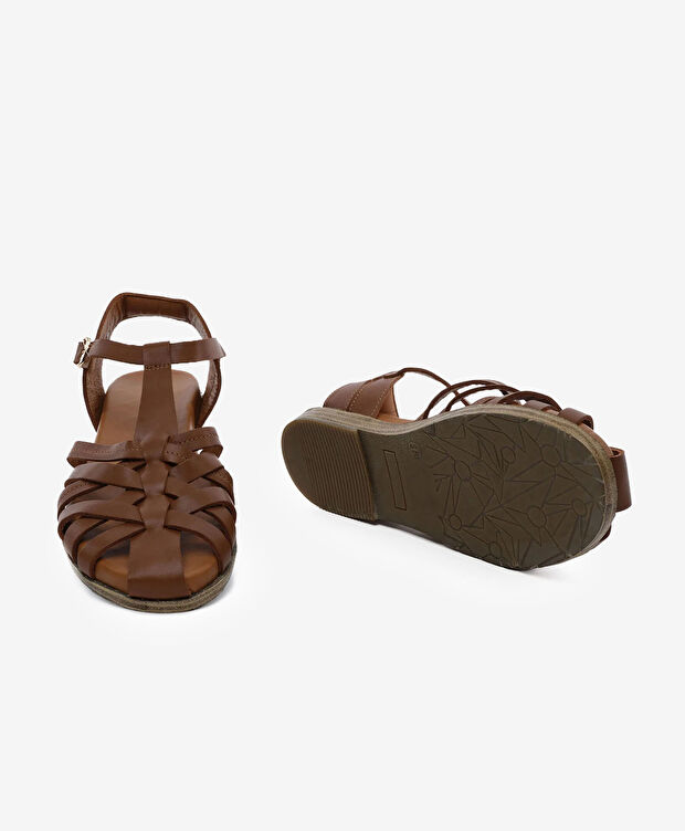 Kadın Taba Hakiki Deri Sandalet - 6