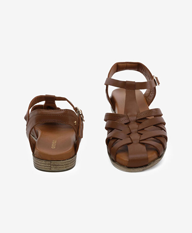 Kadın Taba Hakiki Deri Sandalet - 7