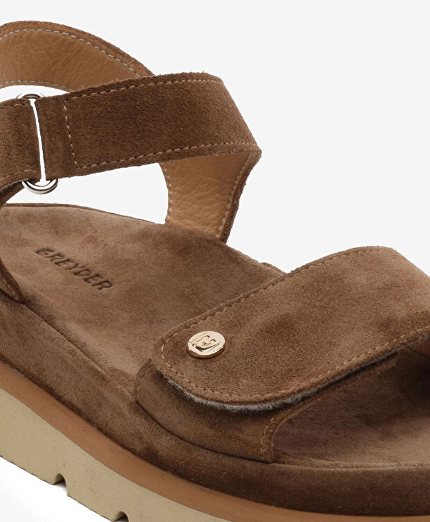 Kadın Sigaro Süet Hakiki Deri Sandalet - 5