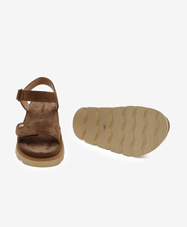 Kadın Sigaro Süet Hakiki Deri Sandalet - 6