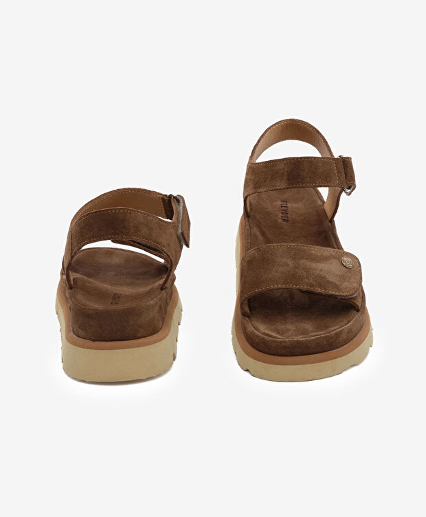 Kadın Sigaro Süet Hakiki Deri Sandalet - 7