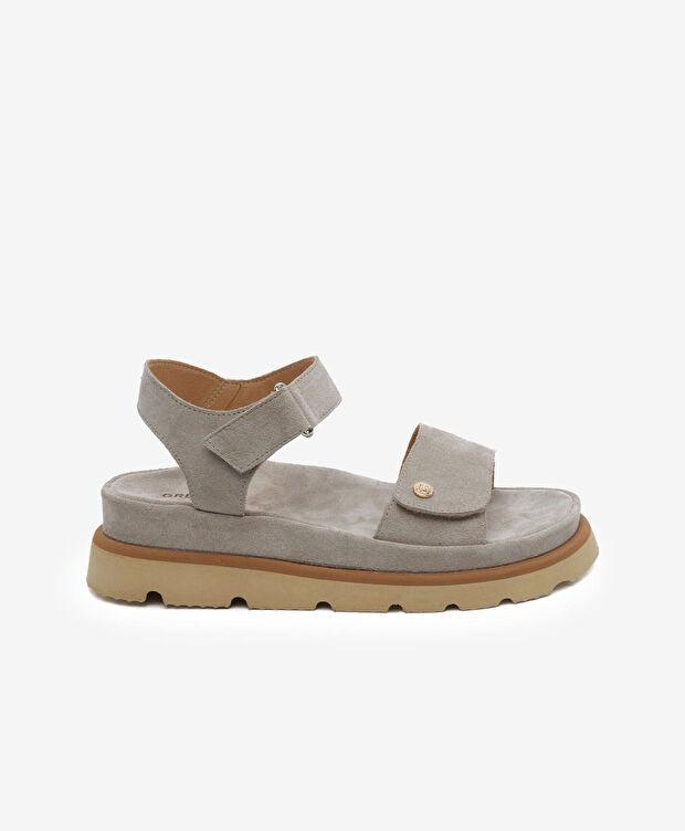 Kadın Bej Süet Hakiki Deri Sandalet - 1