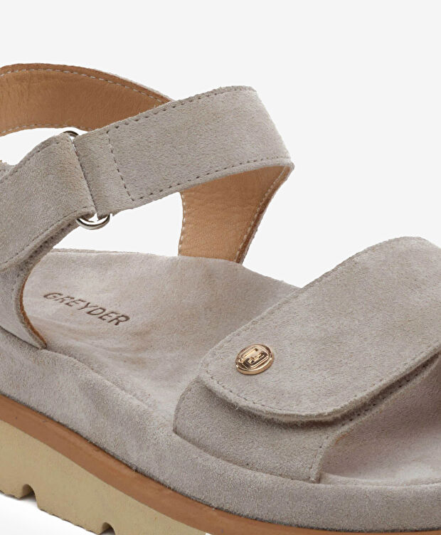 Kadın Bej Süet Hakiki Deri Sandalet - 5