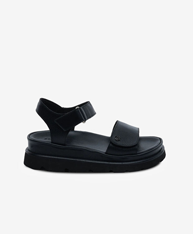 Kadın Siyah Hakiki Deri Sandalet - 1