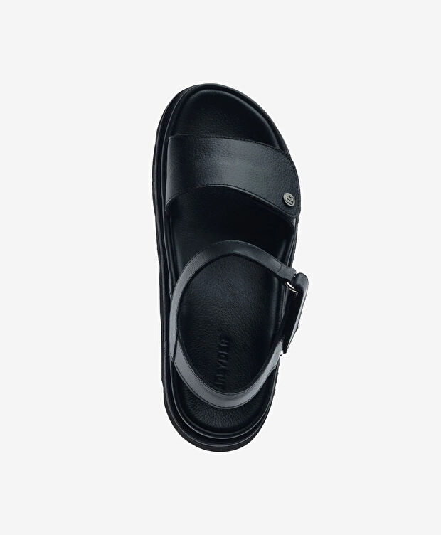 Kadın Siyah Hakiki Deri Sandalet - 4