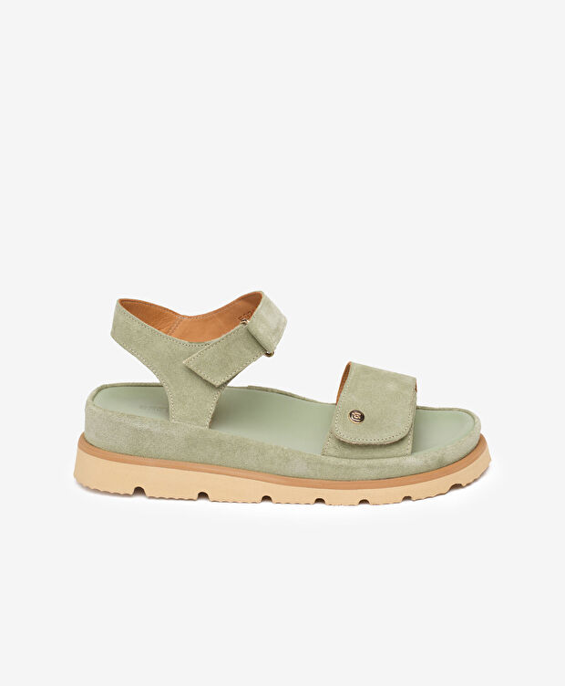 Kadın Yeşil Süet Hakiki Deri Sandalet - 1