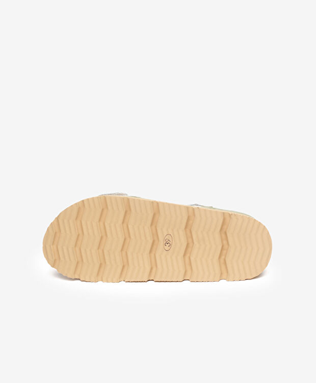 Kadın Yeşil Süet Hakiki Deri Sandalet - 6