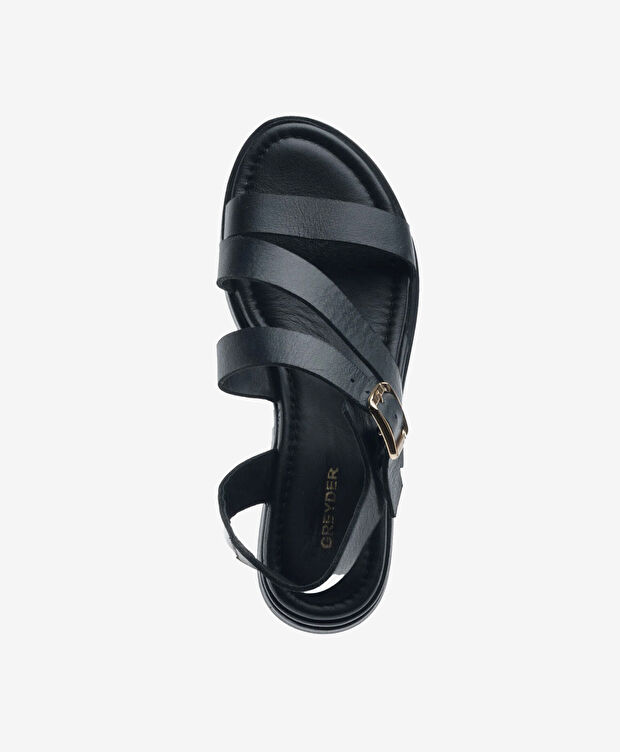 Kadın Siyah Hakiki Deri Sandalet - 4