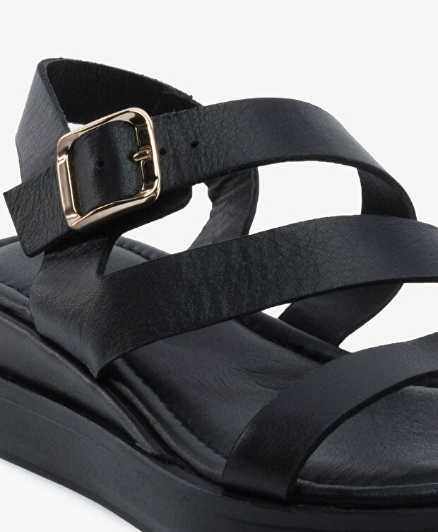 Kadın Siyah Hakiki Deri Sandalet - 5