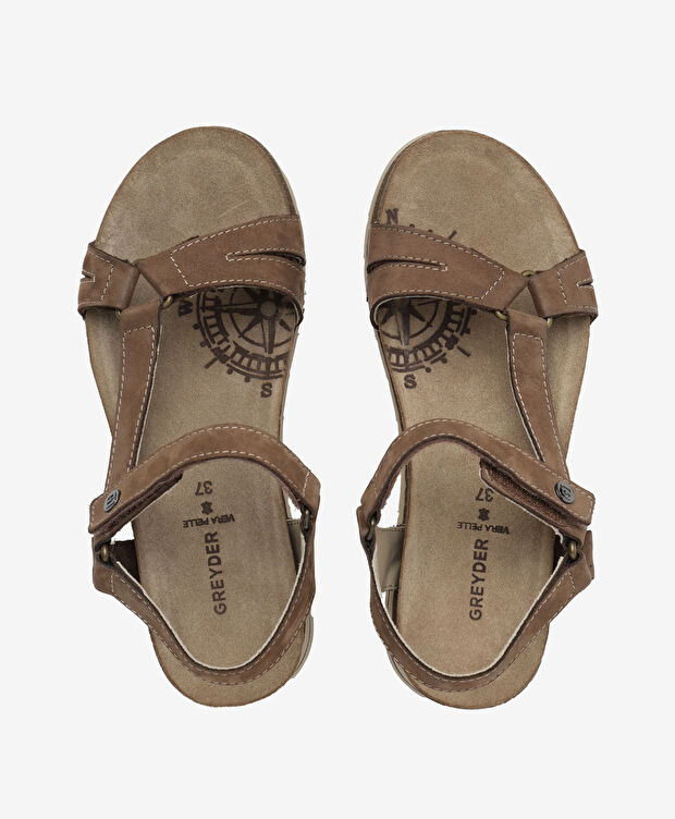 Kadın Sigaro Nubuk Hakiki Deri Sandalet - 5