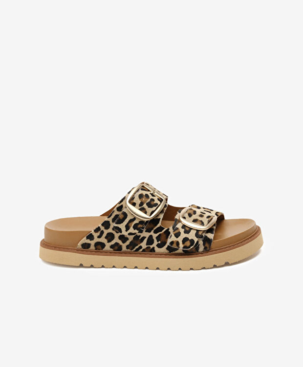Kadın Leopar Hakiki Deri Terlik - 1