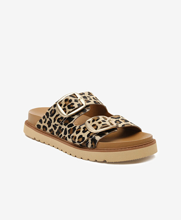 Kadın Leopar Hakiki Deri Terlik - 2