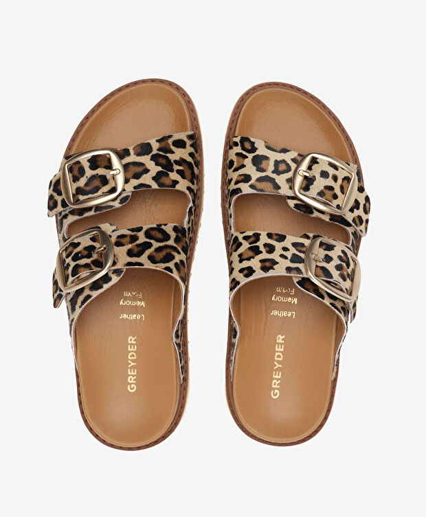 Kadın Leopar Hakiki Deri Terlik - 5