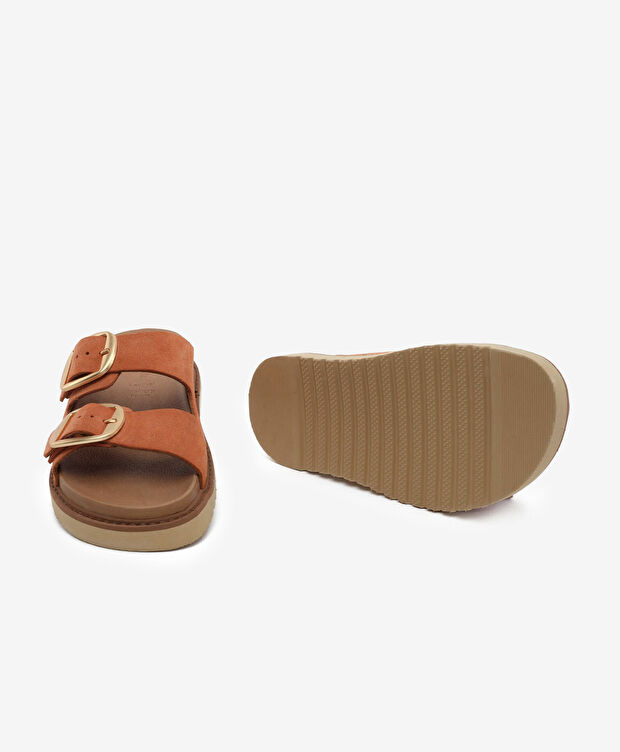 Kadın Turuncu Süet Hakiki Deri Terlik - 6