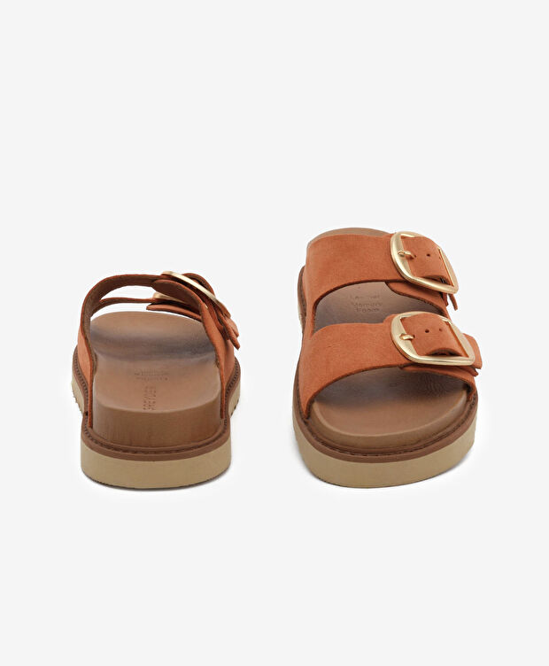 Kadın Turuncu Süet Hakiki Deri Terlik - 7