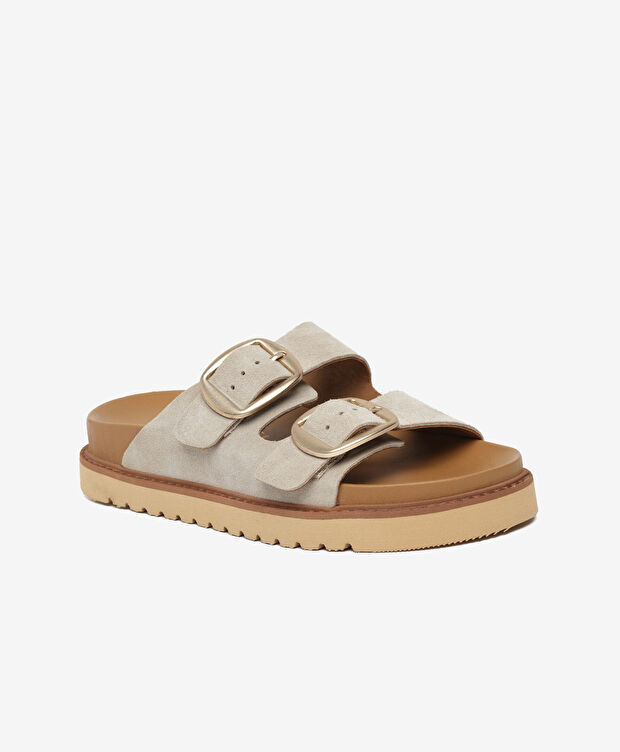 Kadın Bej Süet Hakiki Deri Terlik - 2